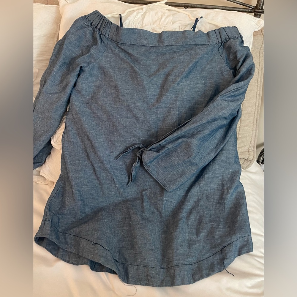 Chambray off shoulder shirt